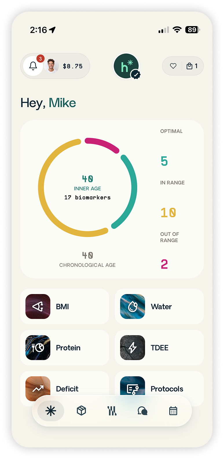 Hey Zoe Patient App home screen